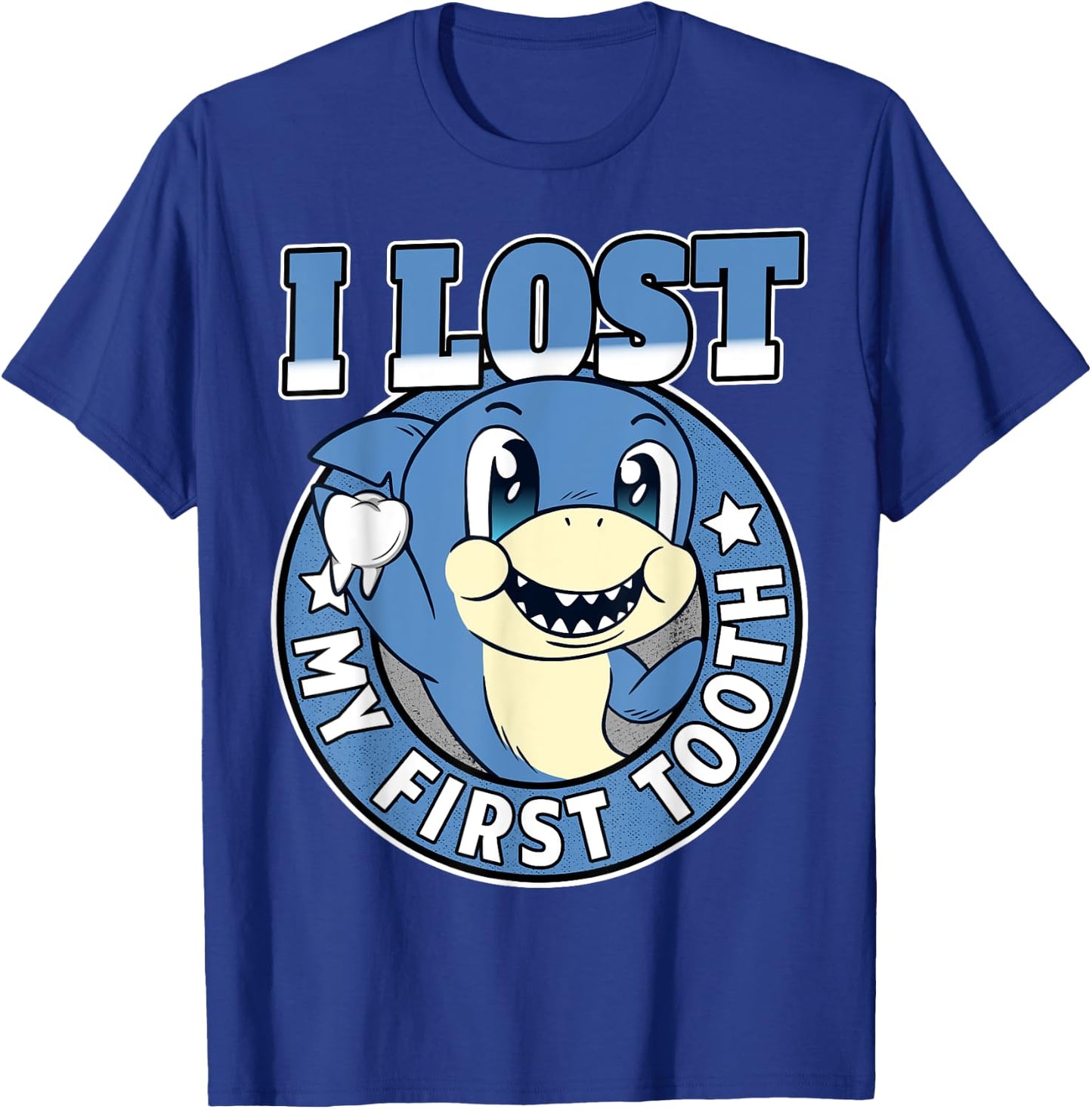 Tooth Fairy Teeth Out Boys Funny Shark I Lost My First Tooth T-Shirt - T-Shirt | Royal