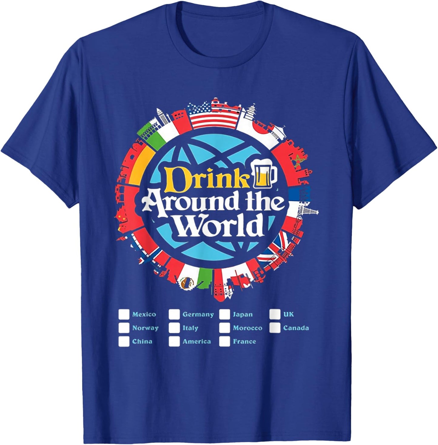 Drinking Around The World T-Shirt - T-Shirt | Royal