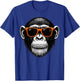 Cool Chimpanzee Monkey Wearing Sunglasses Graphic Art T-Shirt - T-Shirt | Royal