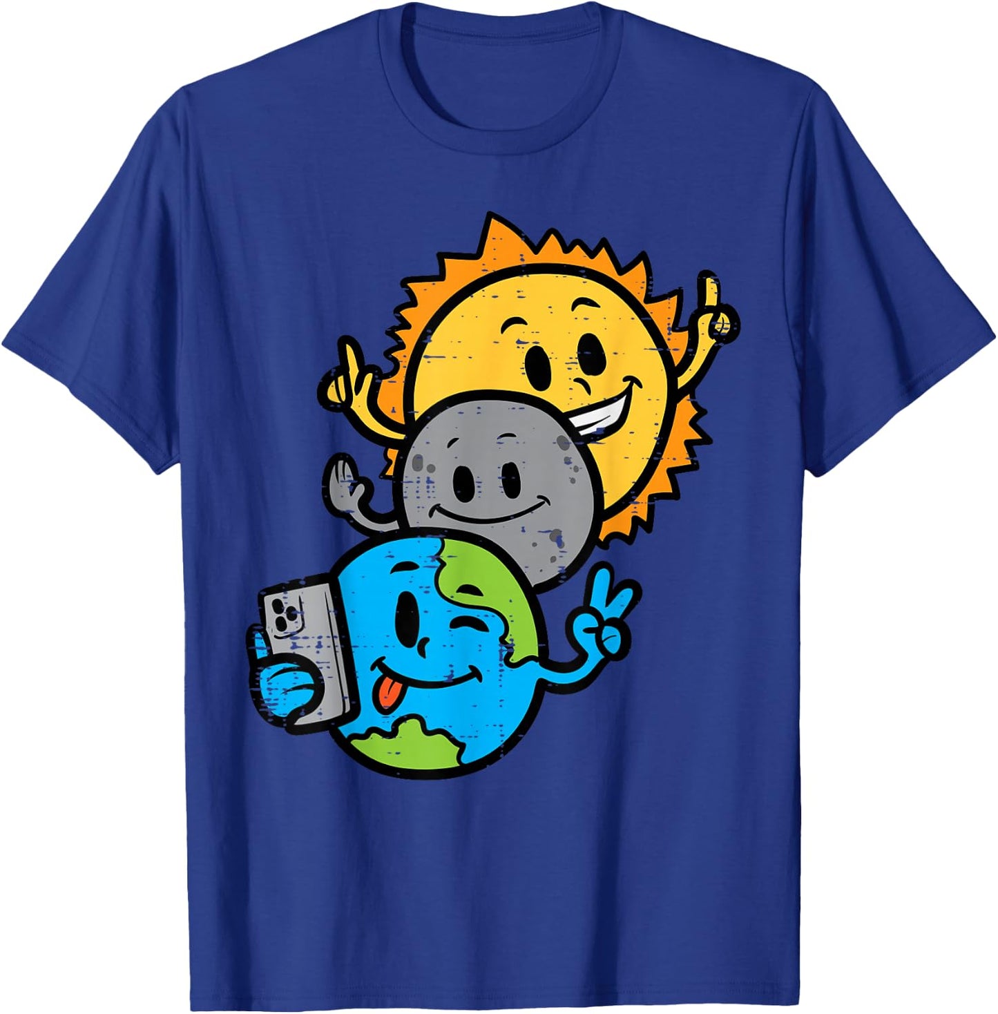 Selfie Earth Moon Sun Funny Total Solar Eclipse 2024 Kids T-Shirt - T-Shirt | Royal