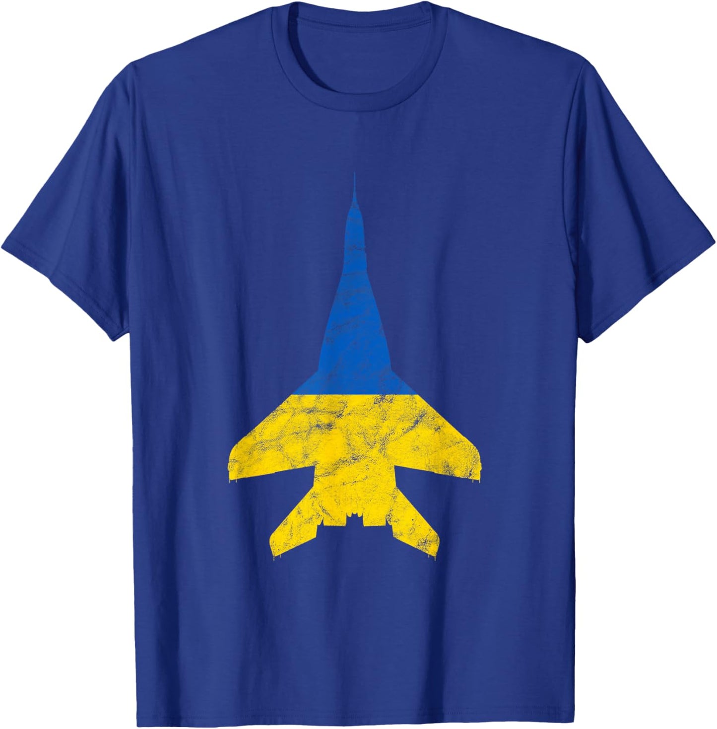 Ukraine MiG-29 Jet Fighter Airplane Vintage Flag Design T-Shirt - T-Shirt | Royal