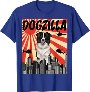 Funny Retro Japanese Dogzilla Border Collie T-Shirt - T-Shirt | Royal