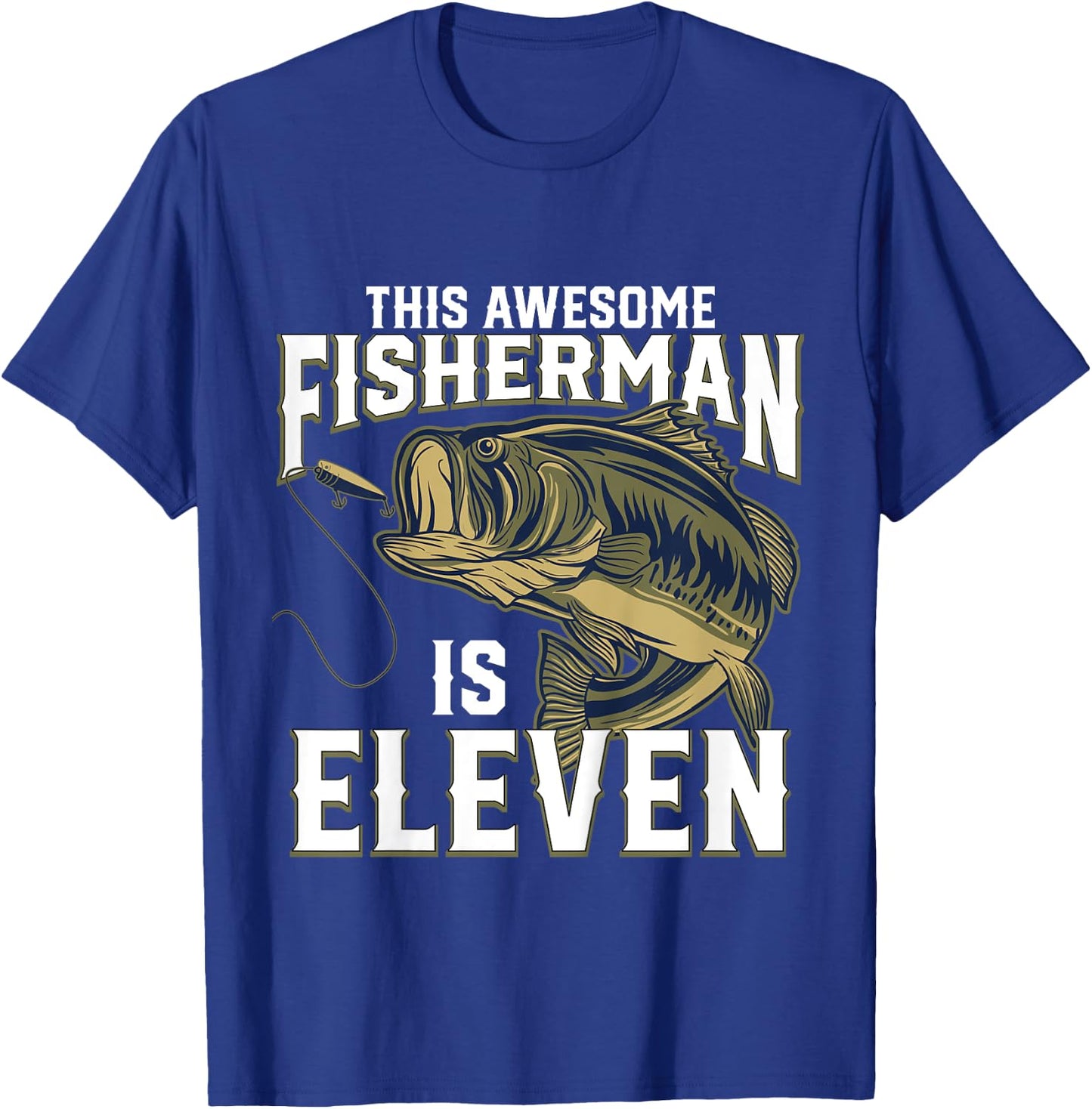 Kids 11 Year Old Fishing Birthday Party Fisherman 11th Gift Boy T-Shirt - T-Shirt | Royal