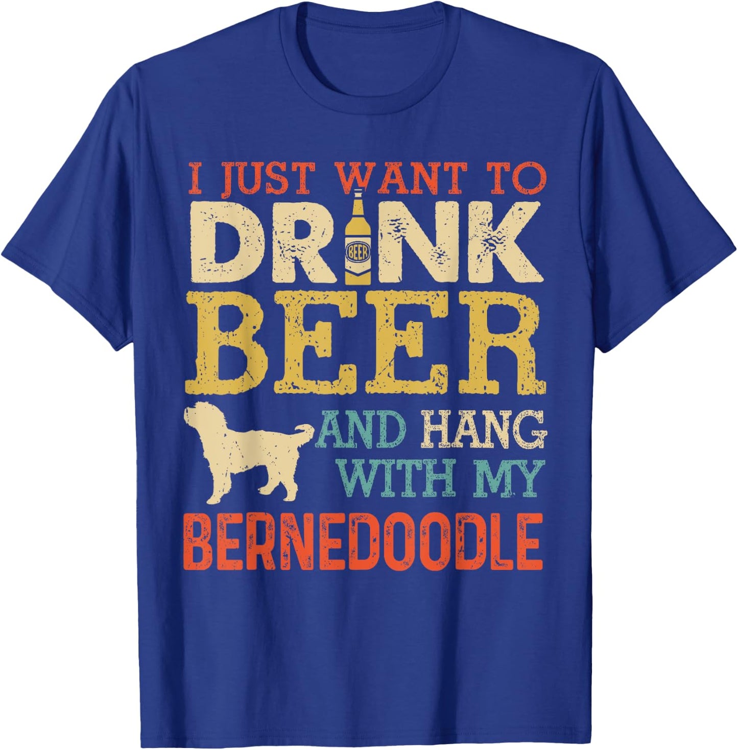 Bernedoodle Dad Drink Beer Hang With Dog Funny Men Vintage T-Shirt - T-Shirt | Royal