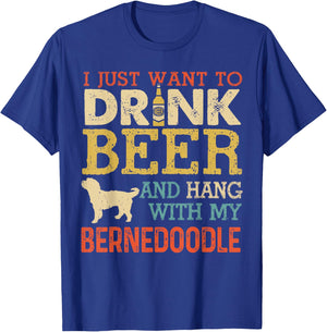 Bernedoodle Dad Drink Beer Hang With Dog Funny Men Vintage T-Shirt - T-Shirt | Royal