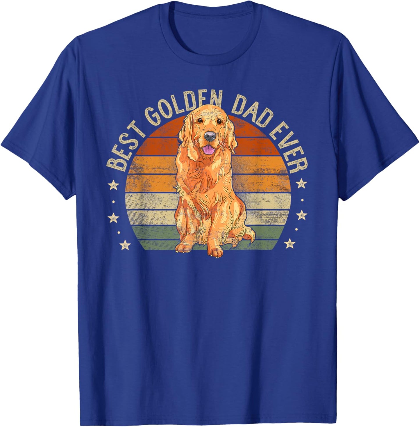 Best Golden Dad Ever Retro Golden Retriever Gifts Dog Daddy T-Shirt - T-Shirt | Royal