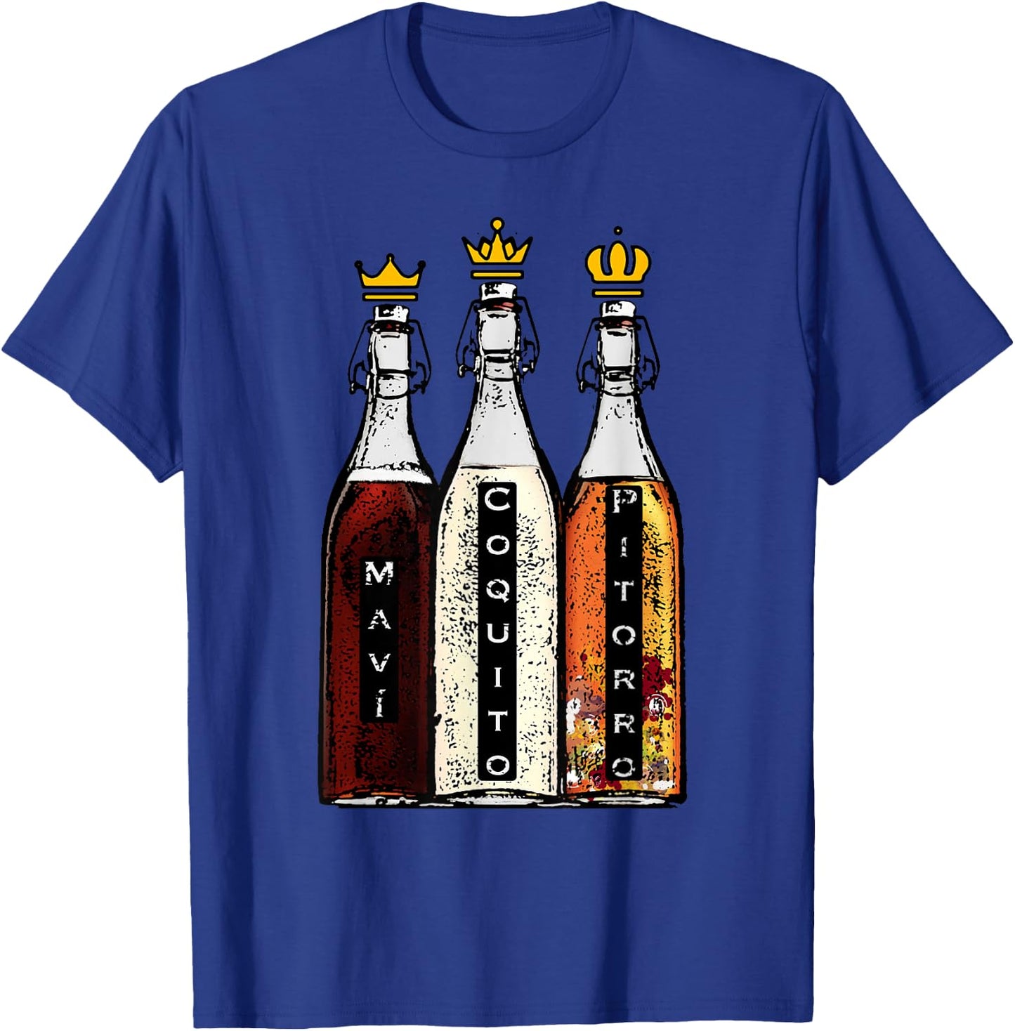 Puerto Rico Three Kings Mavi Coquito and Pitorro Boricua T-Shirt - T-Shirt | Royal