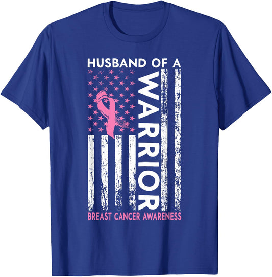 Husband Of A Warrior Breast Cancer Awareness T-Shirt - T-Shirt | Royal