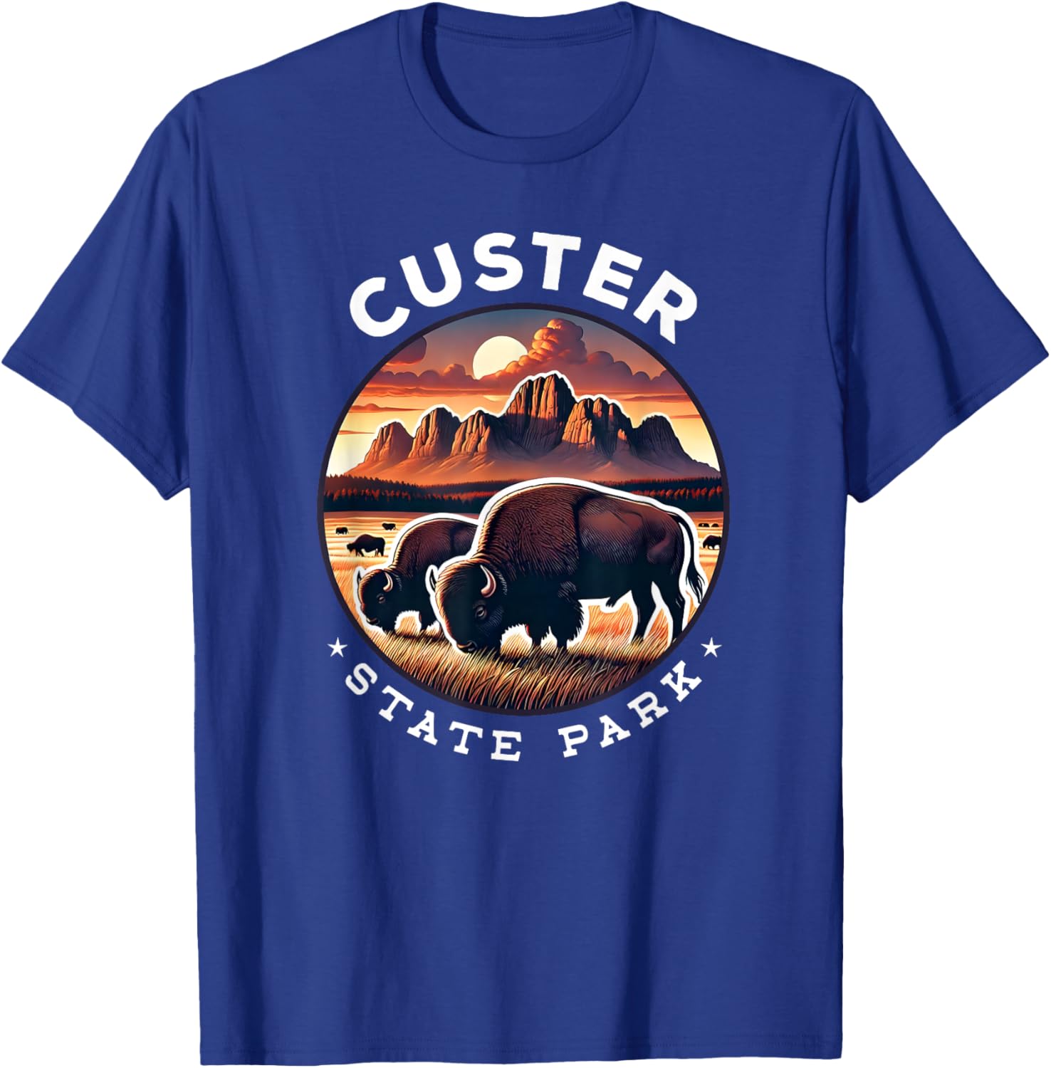 Custer Hiking Souvenir, Custer State Park, Bisons Herd T-Shirt - T-Shirt | Royal