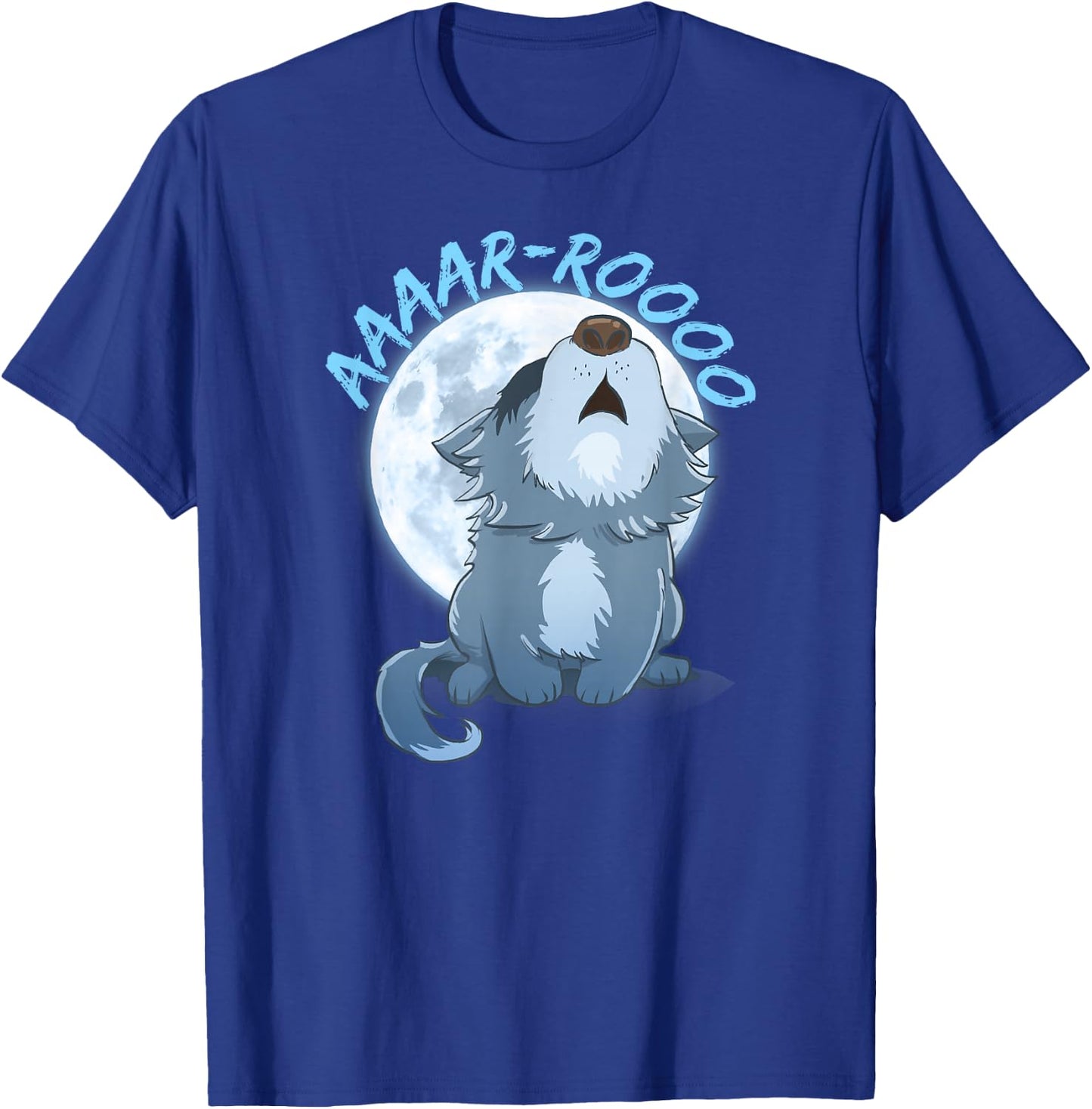 Howling Wolf Puppy Full Moon Gift Graphic T T-Shirt - T-Shirt | Royal