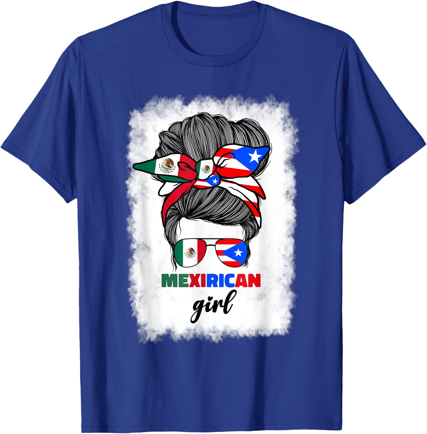 Mexirican Girl Mix Half Mexican And Puerto Rican Rico Flag T-Shirt - T-Shirt | Royal