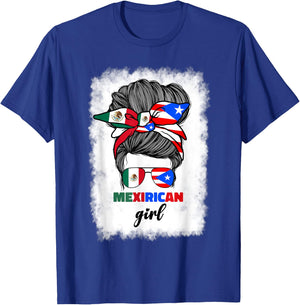 Mexirican Girl Mix Half Mexican And Puerto Rican Rico Flag T-Shirt - T-Shirt | Royal