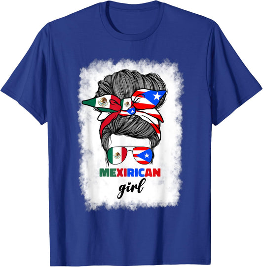 Mexirican Girl Mix Half Mexican And Puerto Rican Rico Flag T-Shirt - T-Shirt | Royal