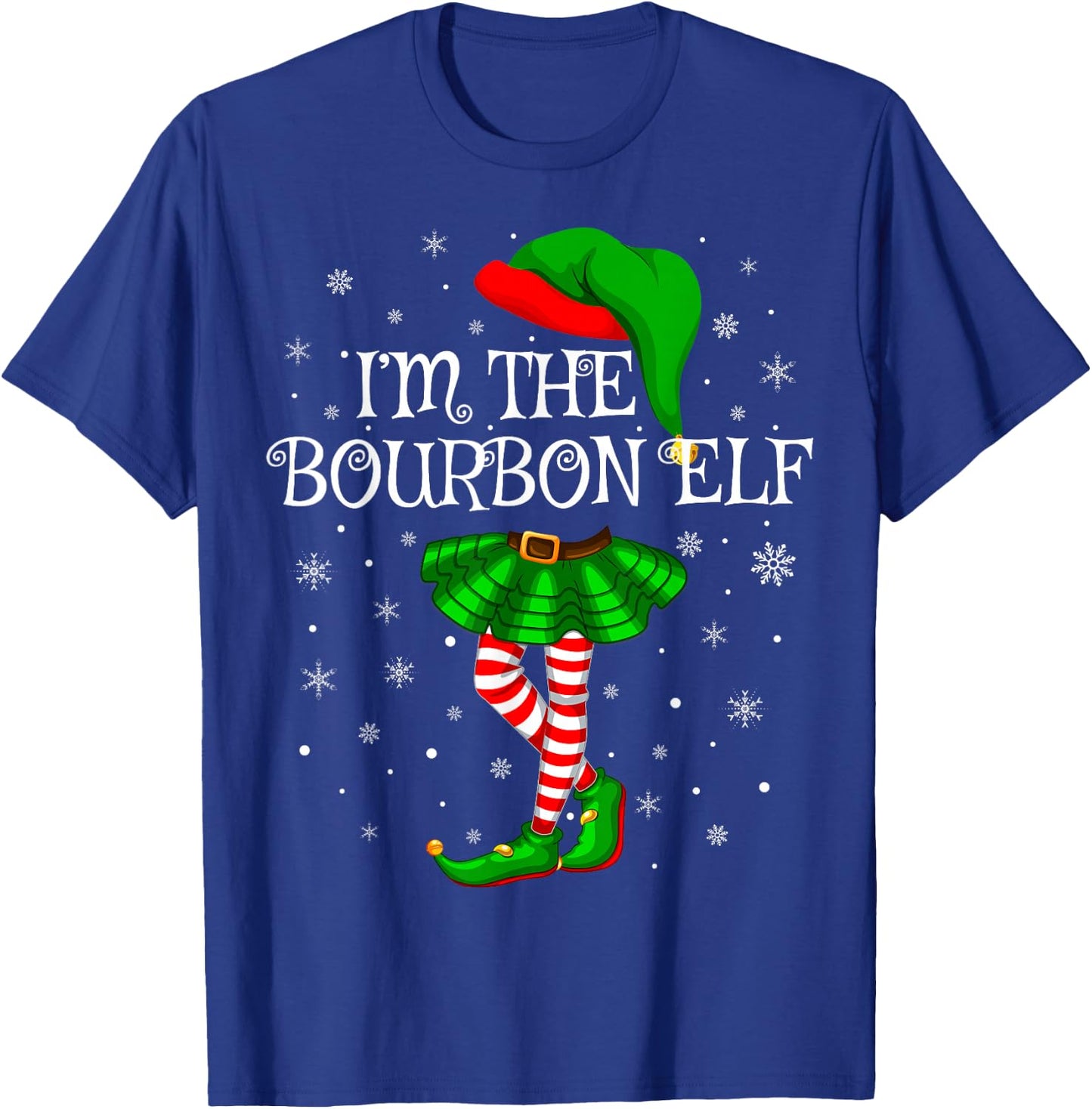 Bourbon Elf Christmas Matching Family Women Girls Elf T-Shirt - T-Shirt | Royal