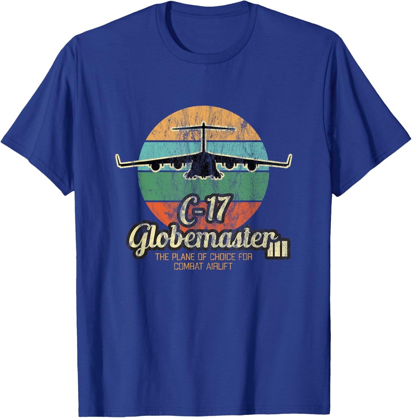 Globemaster III Vintage Sunset Combat Airlift Cargo Airplane T-Shirt - T-Shirt | Royal