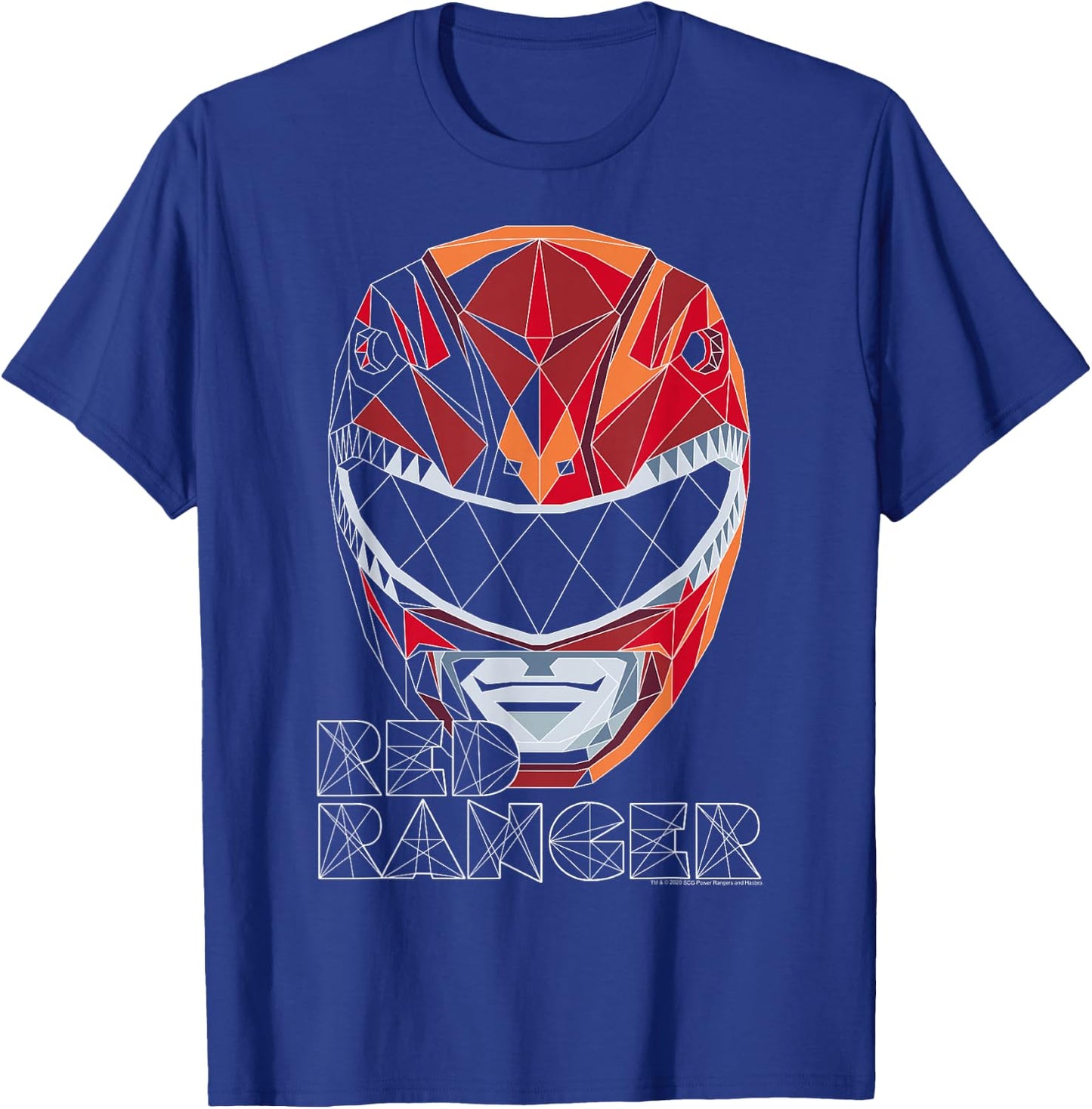 Power Rangers Red Ranger Geometric Helmet Big Face T-Shirt - T-Shirt | Royal