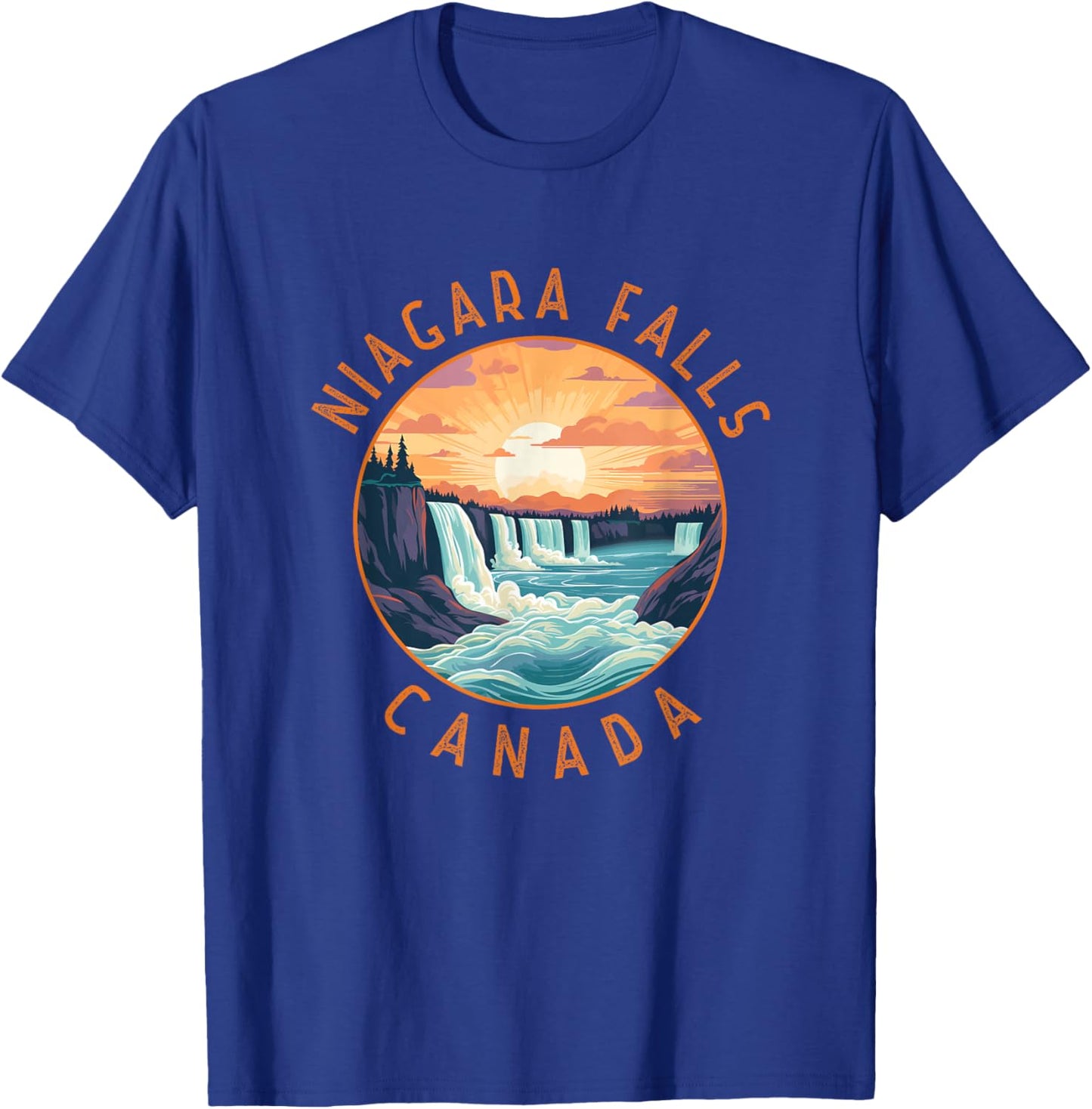 Niagara Falls Canada Retro Distressed Circle Vintage T-Shirt - T-Shirt | Royal