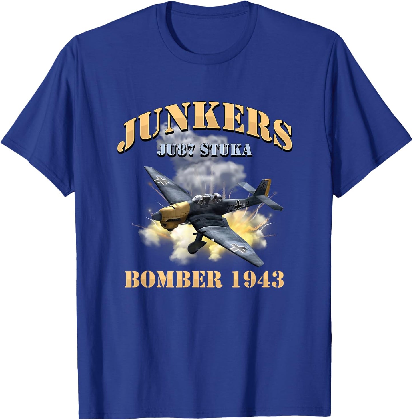 German Ju87 Stuka Vintage WW2 Bomber Veteran Pilot Gift T-Shirt - T-Shirt | Royal