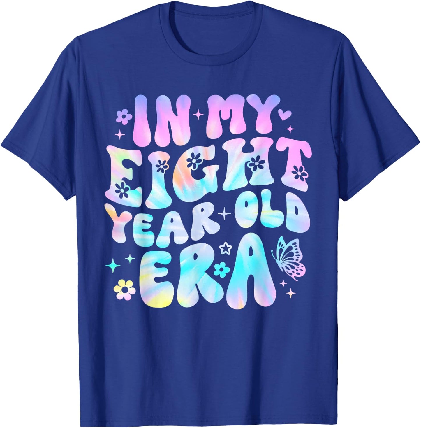 Groovy In My Eight Year Old Era Girl 8th Birthday 8 Yrs Old T-Shirt - T-Shirt | Royal