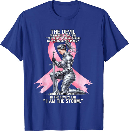 I Am The Storm Breast Cancer Warrior Christian Knight Women T-Shirt - T-Shirt | Royal