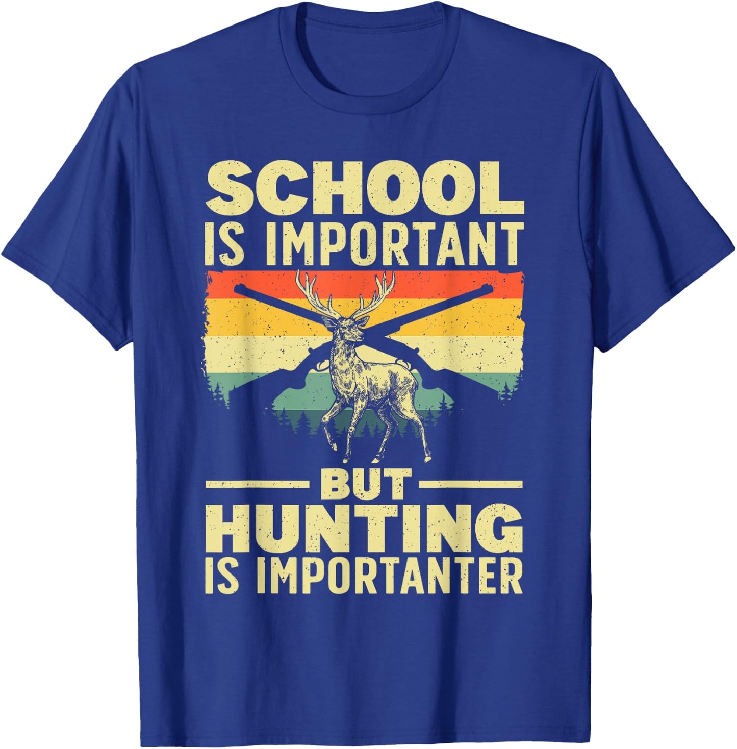 Funny Hunting Art for Boys Men Deer Hunter Wildlife Hunting T-Shirt - T-Shirt | Royal