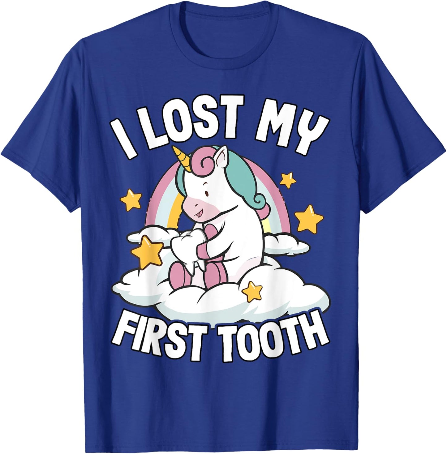 I Lost My First Tooth Girl Tooth Fairy Teeth Out Unicorn T-Shirt - T-Shirt | Royal