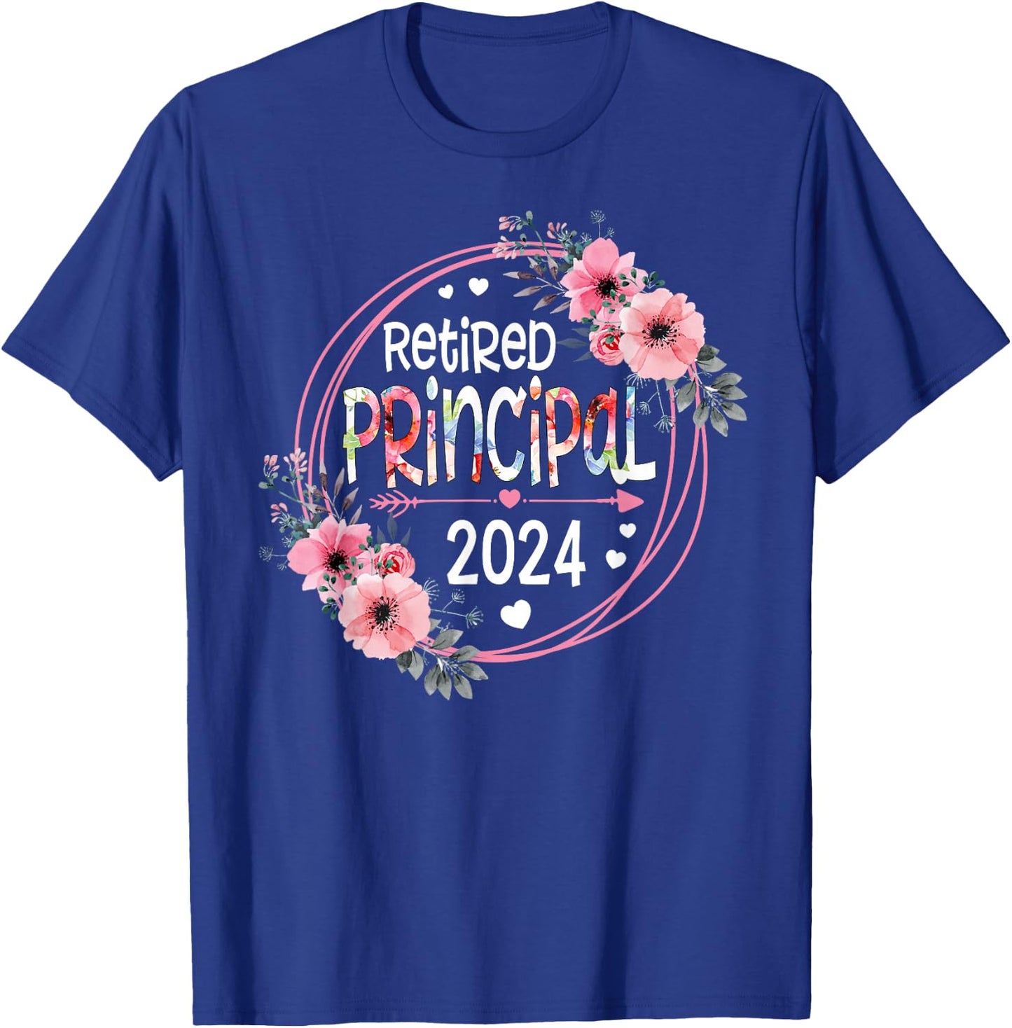 Floral Retired Principal Est 2024 Retirement Gift T-Shirt - T-Shirt | Royal