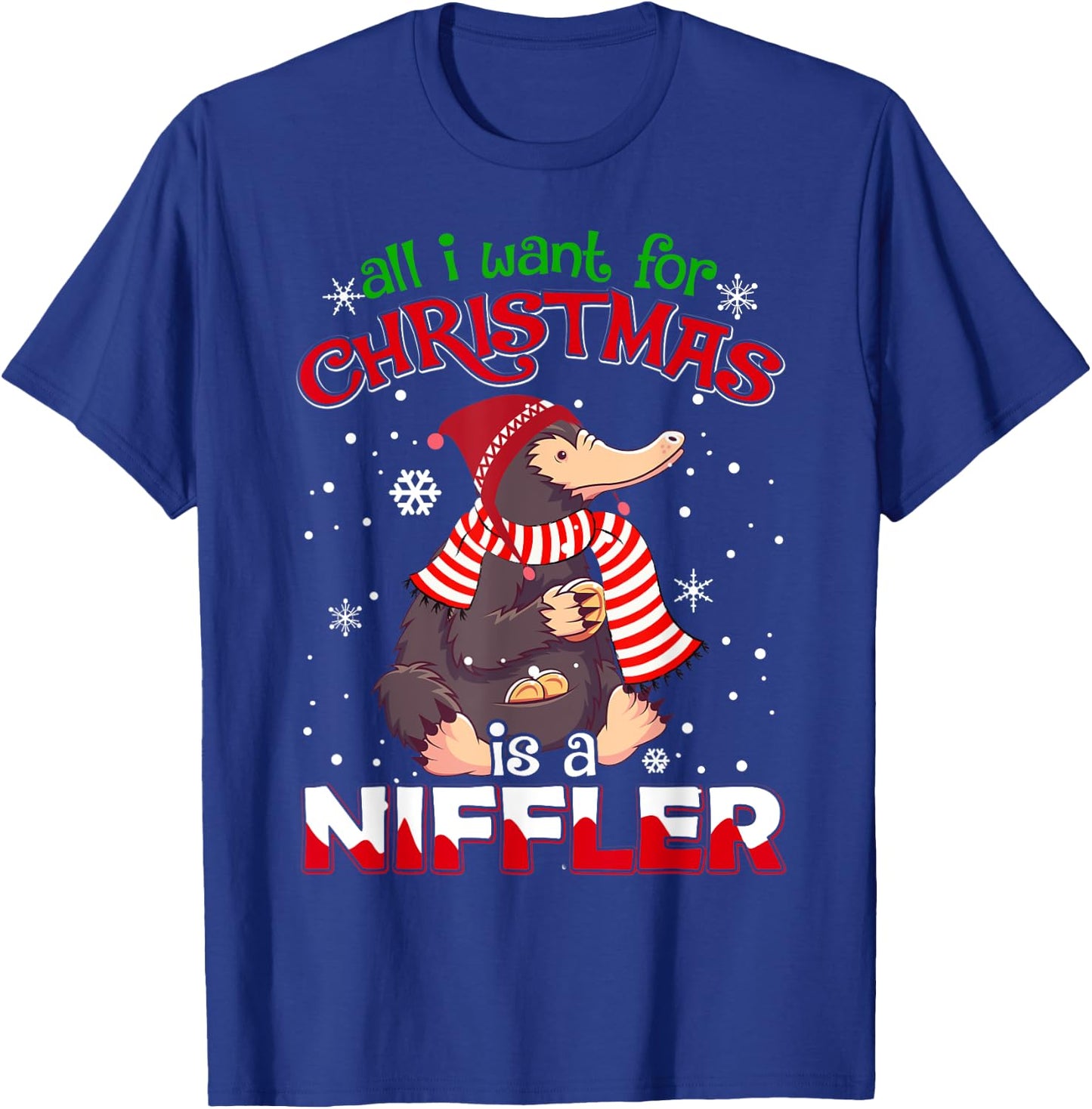 All I Want for Christmas is a Niffler Women Men Kids Xmas T-Shirt - T-Shirt | Royal