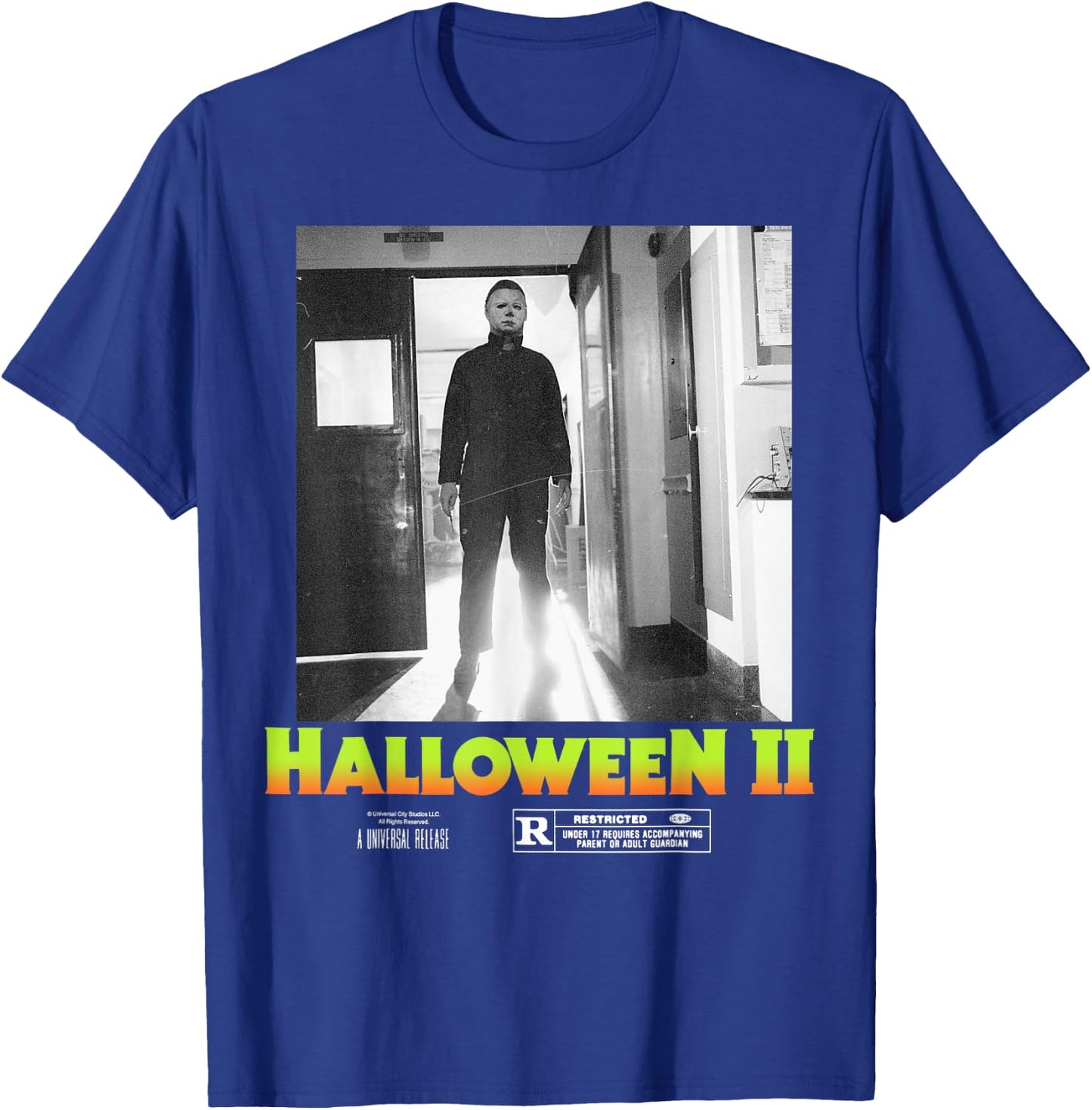 Halloween 2 Michael Myers Doorway Portrait Poster T-Shirt - T-Shirt | Royal