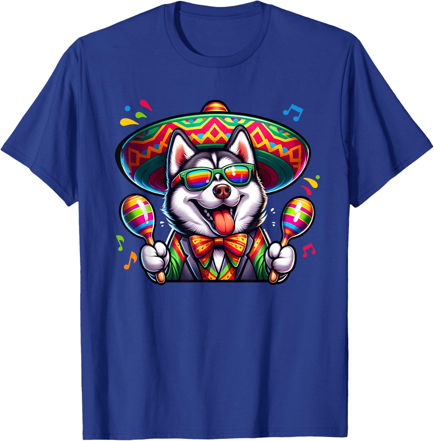 Cinco De Mayo Mexico Siberian Husky Maracas Fiesta Party T-Shirt - T-Shirt | Royal