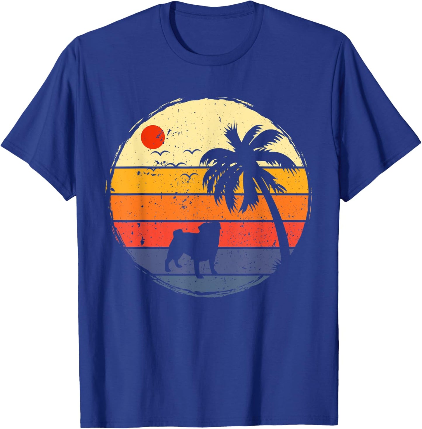 Retro Vintage Style Silhouette Pug Dog Animal Lovers Owners T-Shirt - T-Shirt | Royal