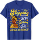 Stepping Into My 50th Birthday Afro Woman Religious Birthday T-Shirt - T-Shirt | Royal