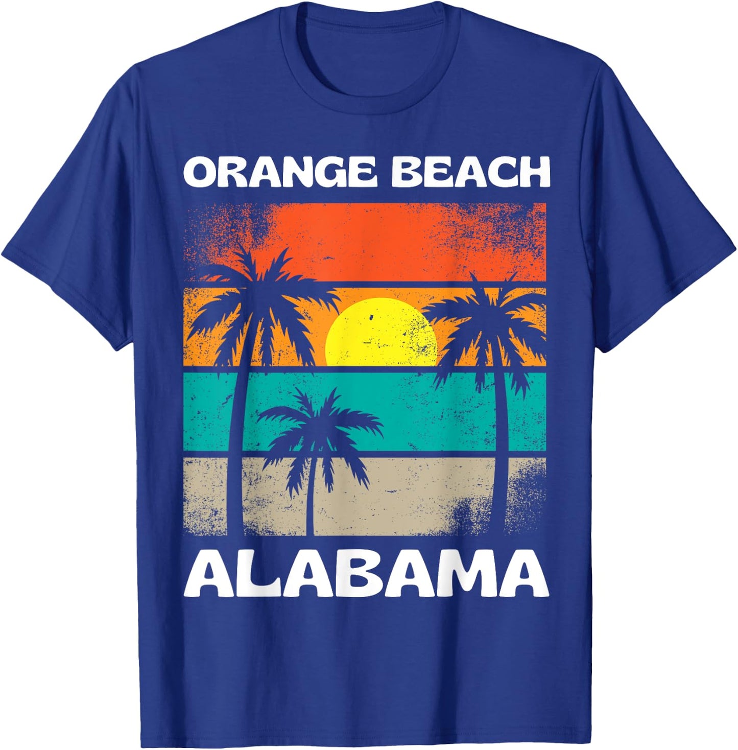 Orange Beach Alabama AL Retro Palm Trees Vintage Surf Gift T-Shirt - T-Shirt | Royal