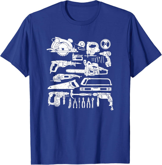 Carpenter Mechanic Hand Power Tool Saw Handyman Woodworker T-Shirt - T-Shirt | Royal