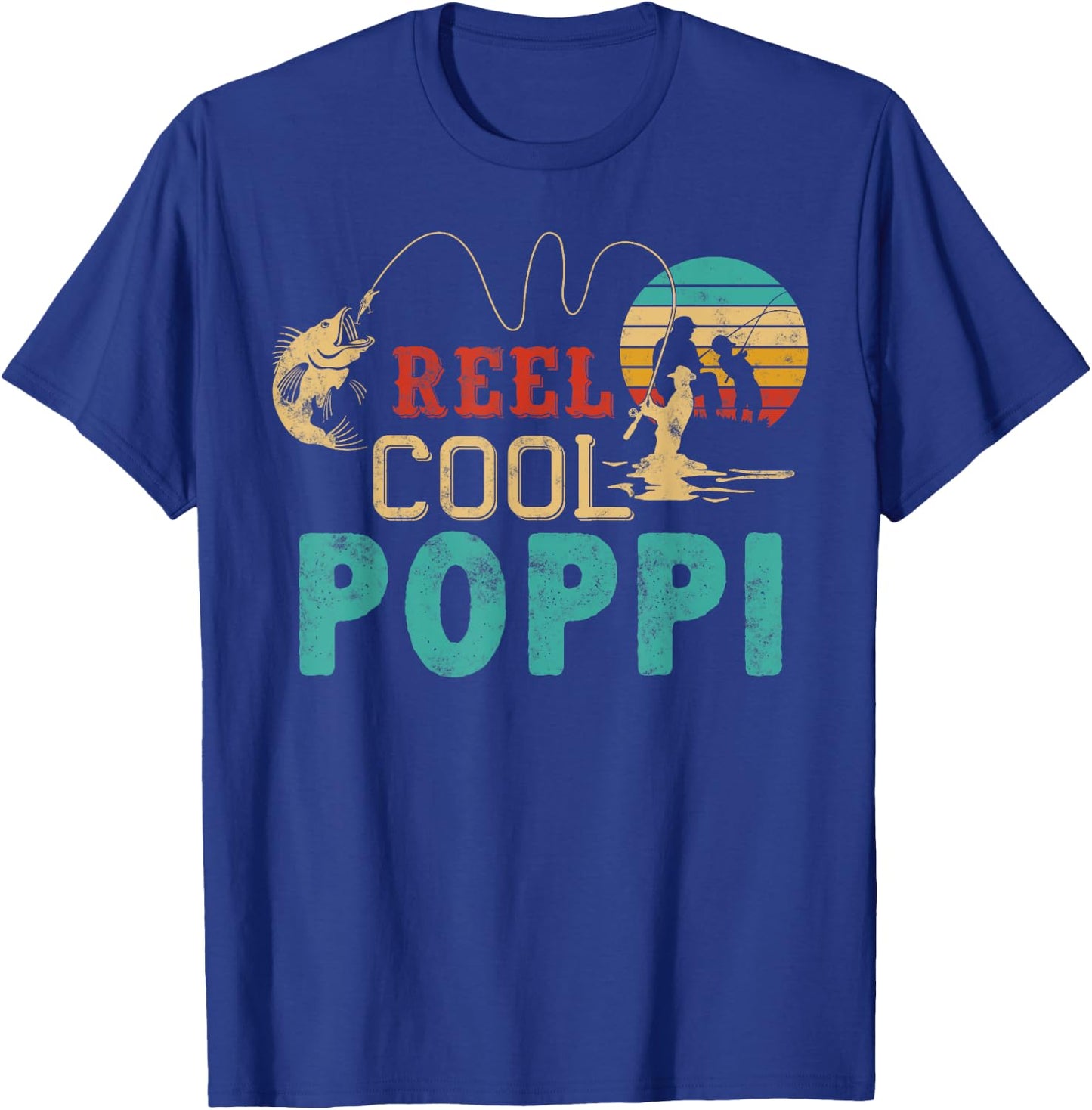Fishing Reel Cool Poppi Father’s day gift Fisherman Poppi T-Shirt - T-Shirt | Royal