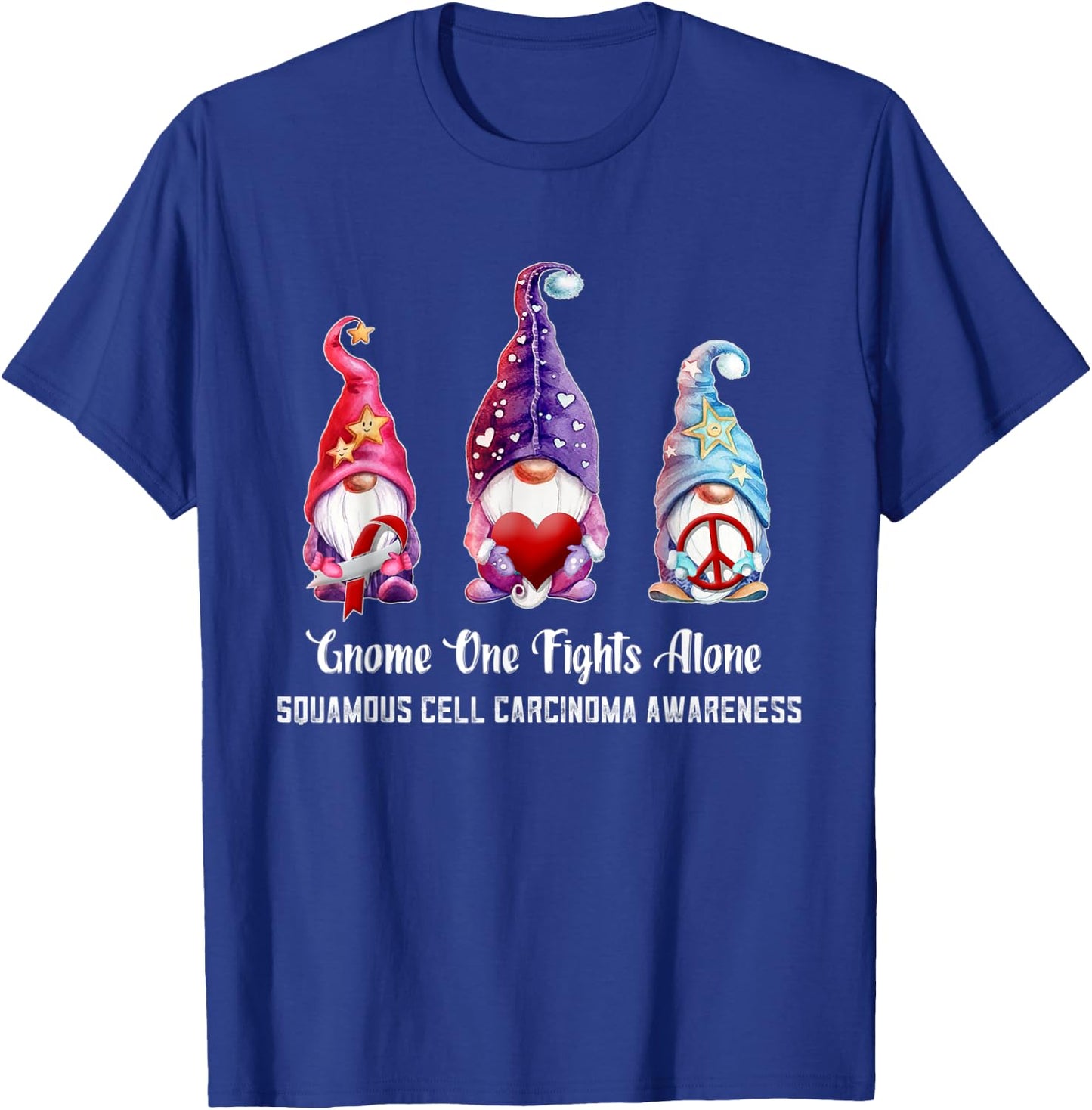 Gnome One Fights Alone Squamous Cell Carcinoma Awareness T-Shirt - T-Shirt | Royal