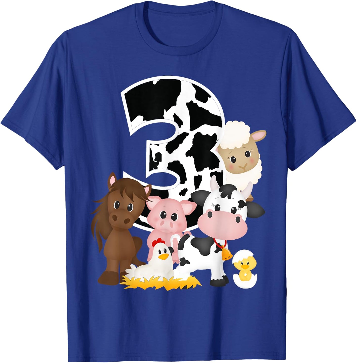3rd Birthday Farm Theme Birthday Gift 3 Years Old Toddler Kids T-Shirt - T-Shirt | Royal