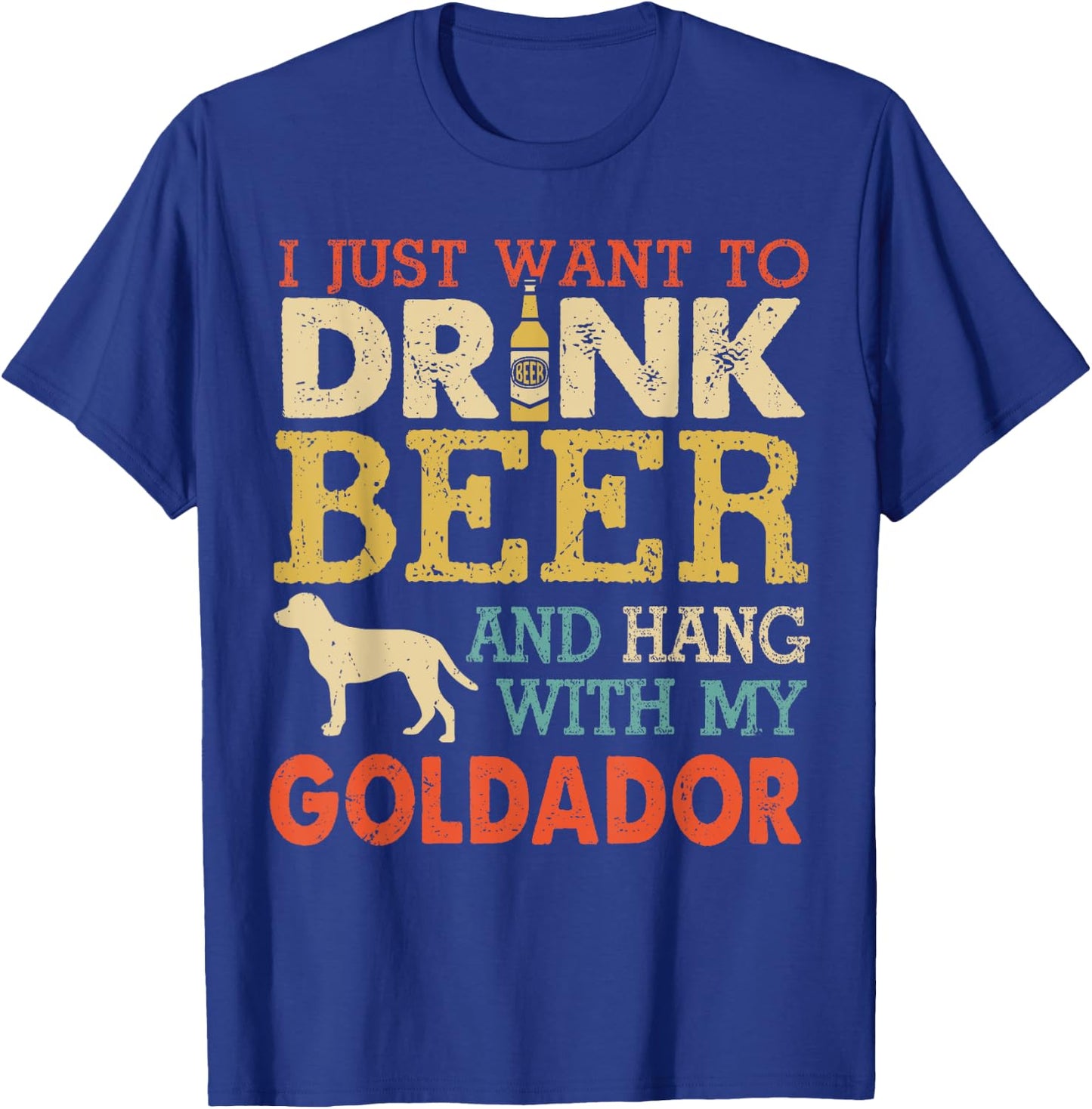Goldador Dad Drink Beer Hang With Dog Funny Men Vintage T-Shirt - T-Shirt | Royal