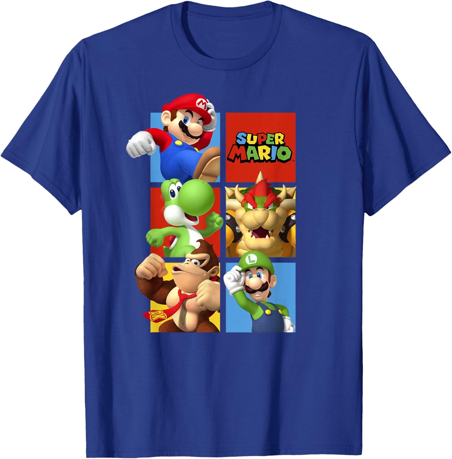Super Mario Classic Character Box Up T-Shirt - T-Shirt | Royal