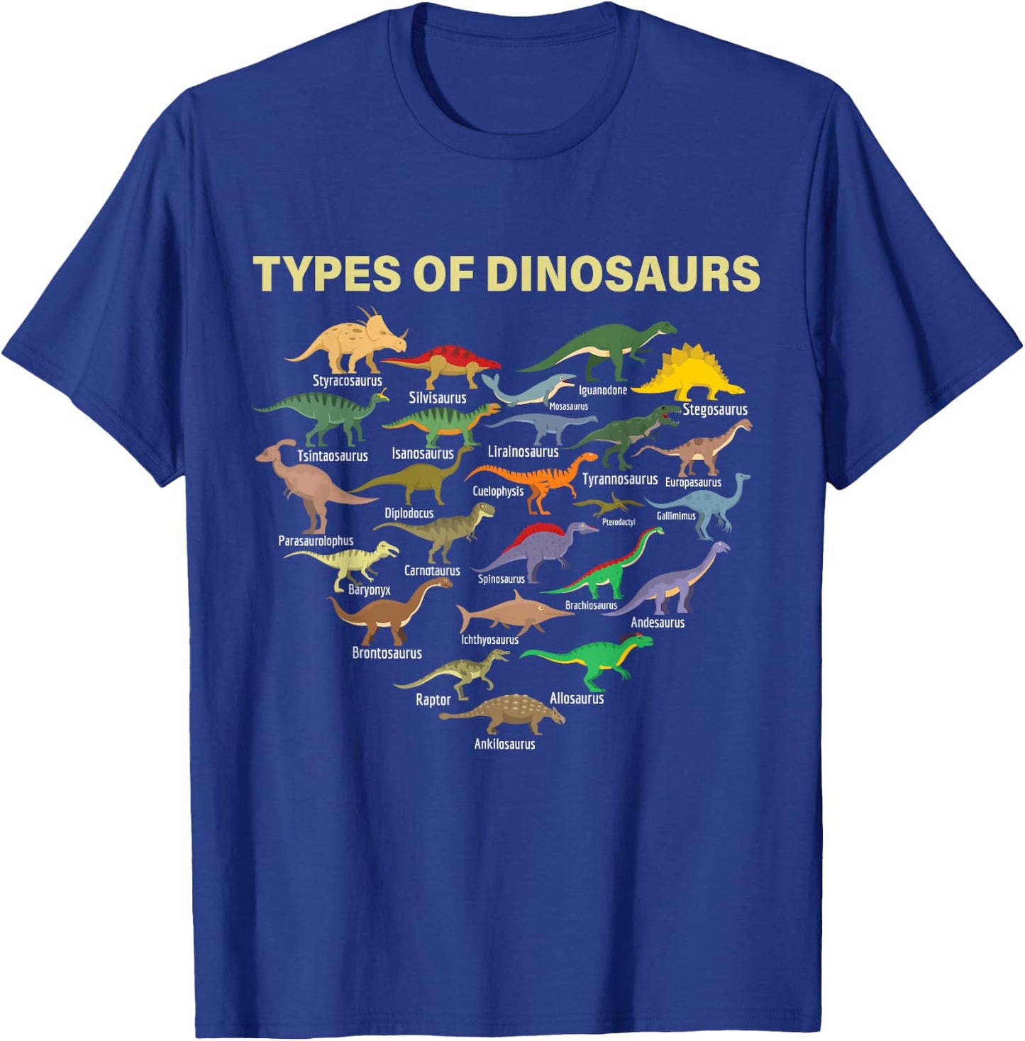 types of Dinosaurs Dino identification kids boys girls women T-Shirt - T-Shirt | Royal