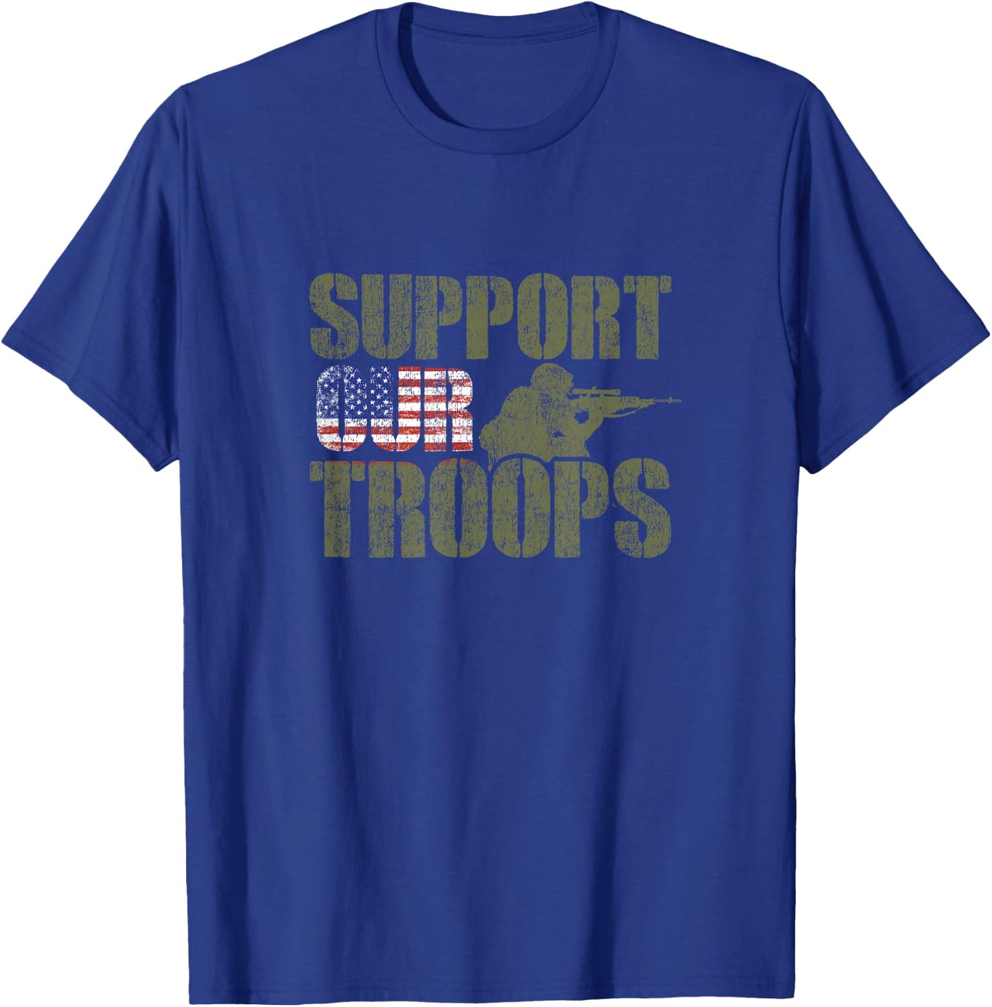 Vintage US Military Support Our Troops American Flag T-Shirt - T-Shirt | Royal