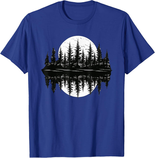 Mountain Landscape Reflection Forest Trees Outdoor Wildlife T-Shirt - T-Shirt | Royal