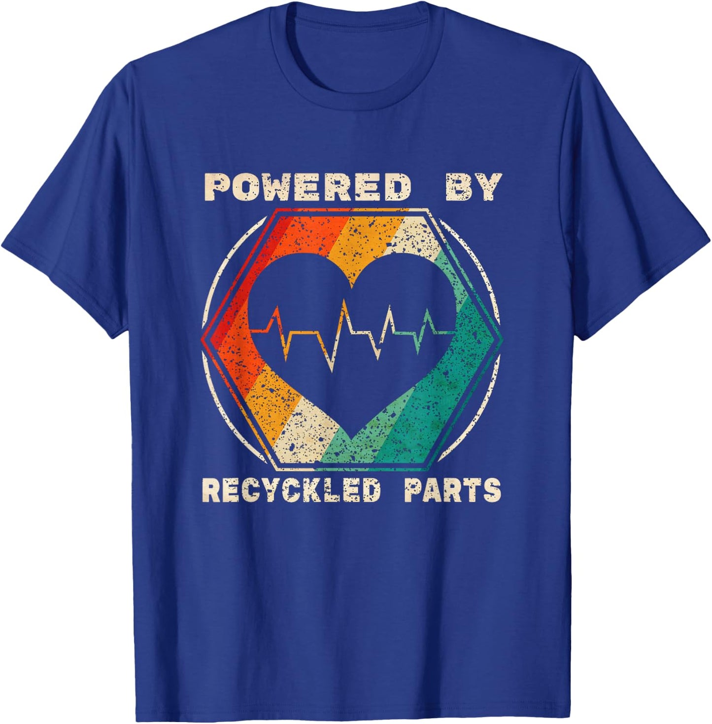Powered By Recycled Parts Heart Transplant Survivor Gift T-Shirt - T-Shirt | Royal