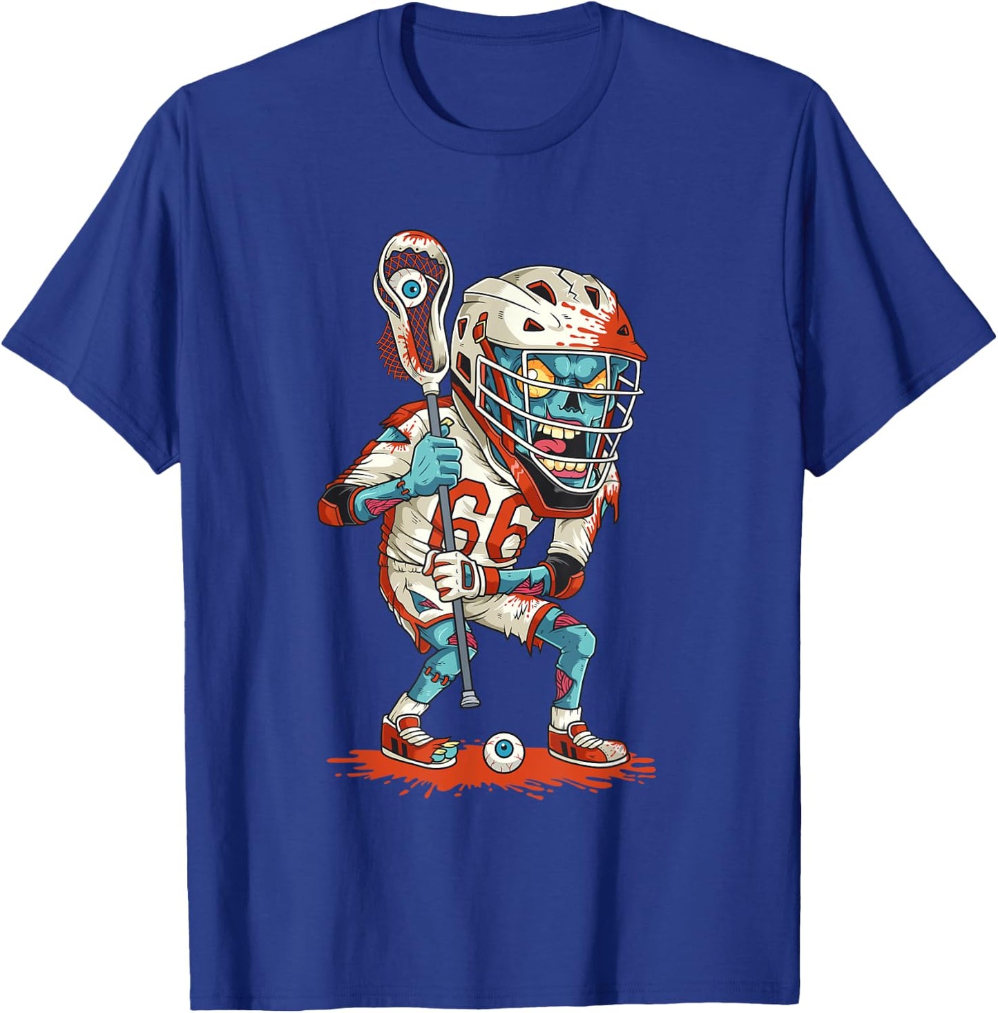 Funny Lacrosse Zombie Player Lax Lazy Halloween Costume Gift T-Shirt - T-Shirt | Royal