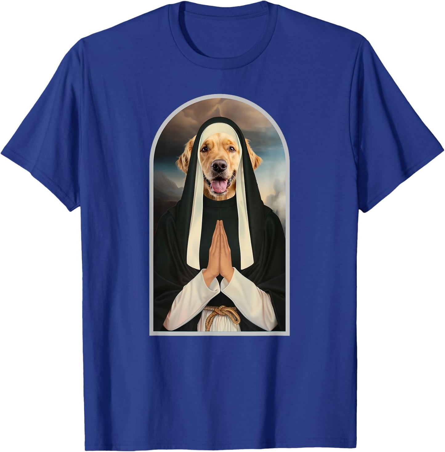 Funny Golden Retriever Dog Praying Nun T-Shirt - T-Shirt | Royal