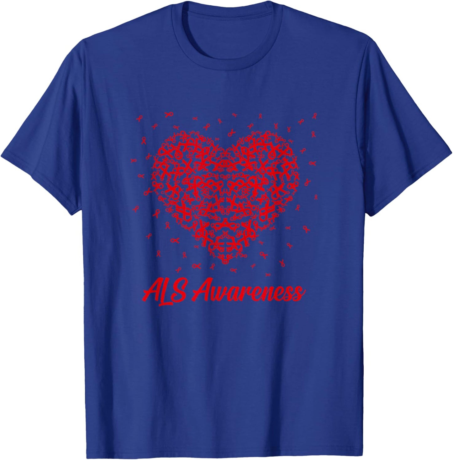 Red Heart Ribbon ALS Awareness Gifts T-Shirt - T-Shirt | Royal