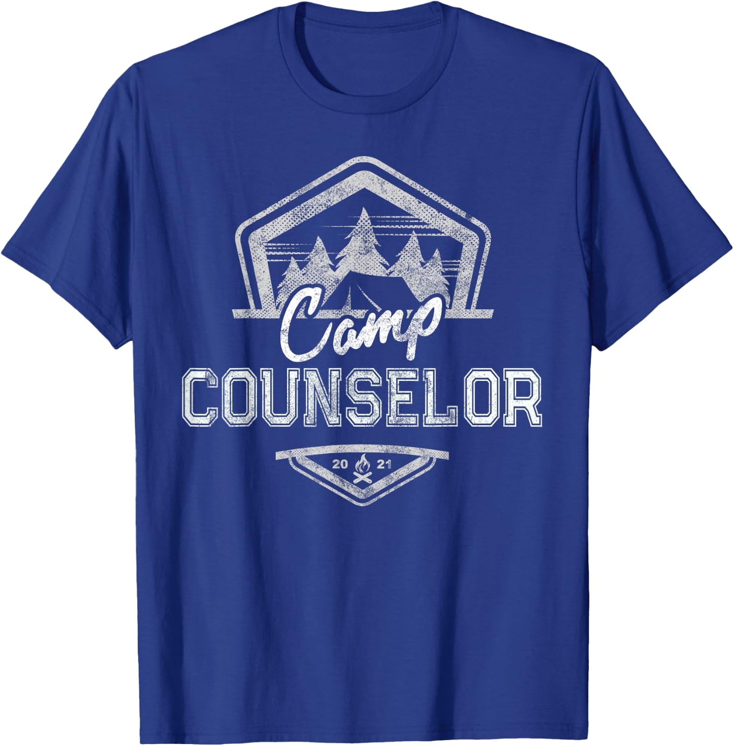 Vintage CAMP COUNSELOR 2021 Campground Crew Teacher Team T-Shirt - T-Shirt | Royal