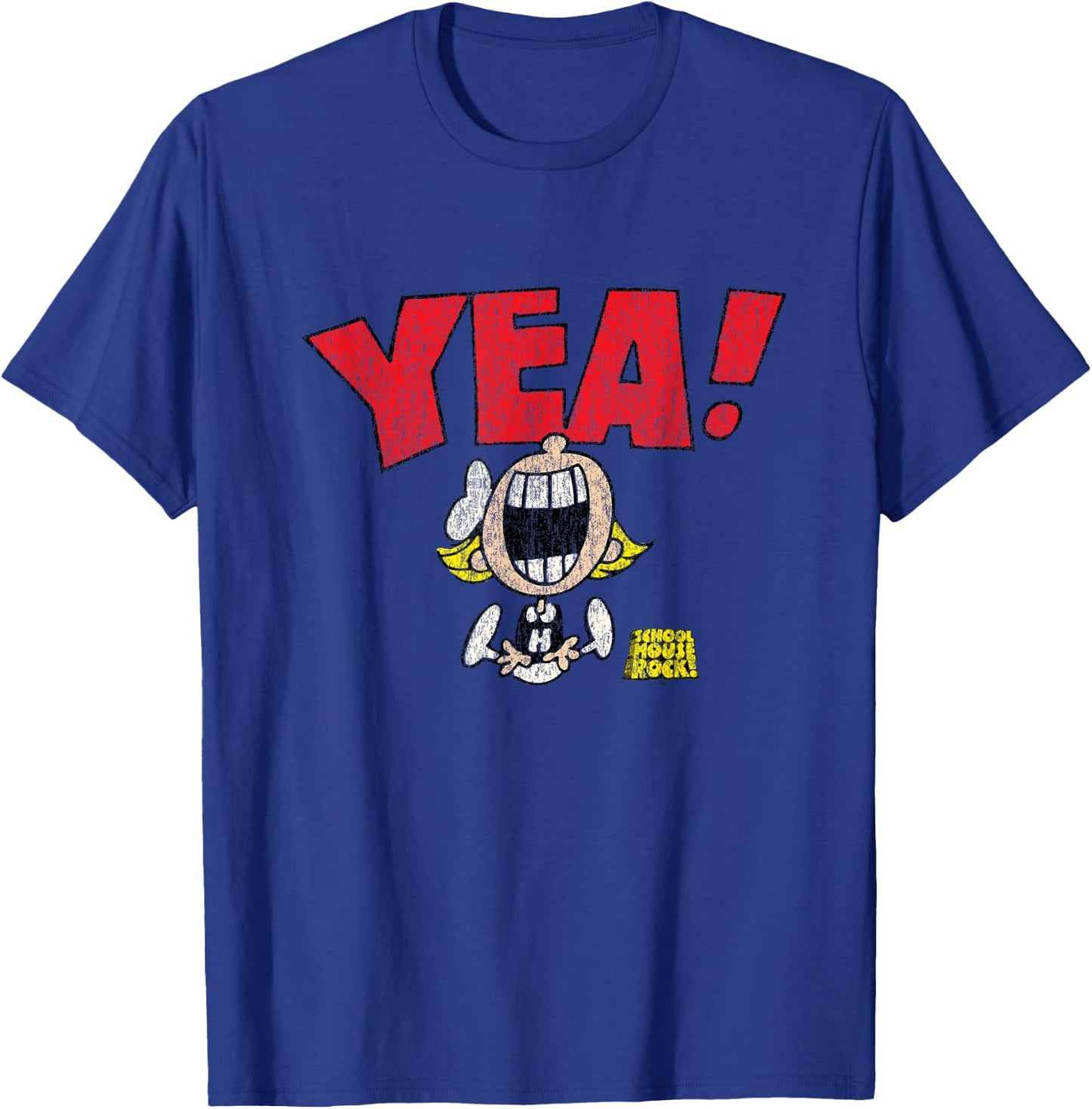Schoolhouse Rock Yea! Cheerleader Vintage Distressed TV Show T-Shirt - T-Shirt | Royal