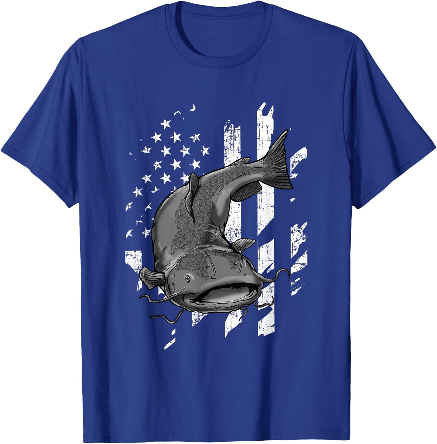 Catfishing American Flag - Catfish Angler Fisherman T-Shirt - T-Shirt | Royal