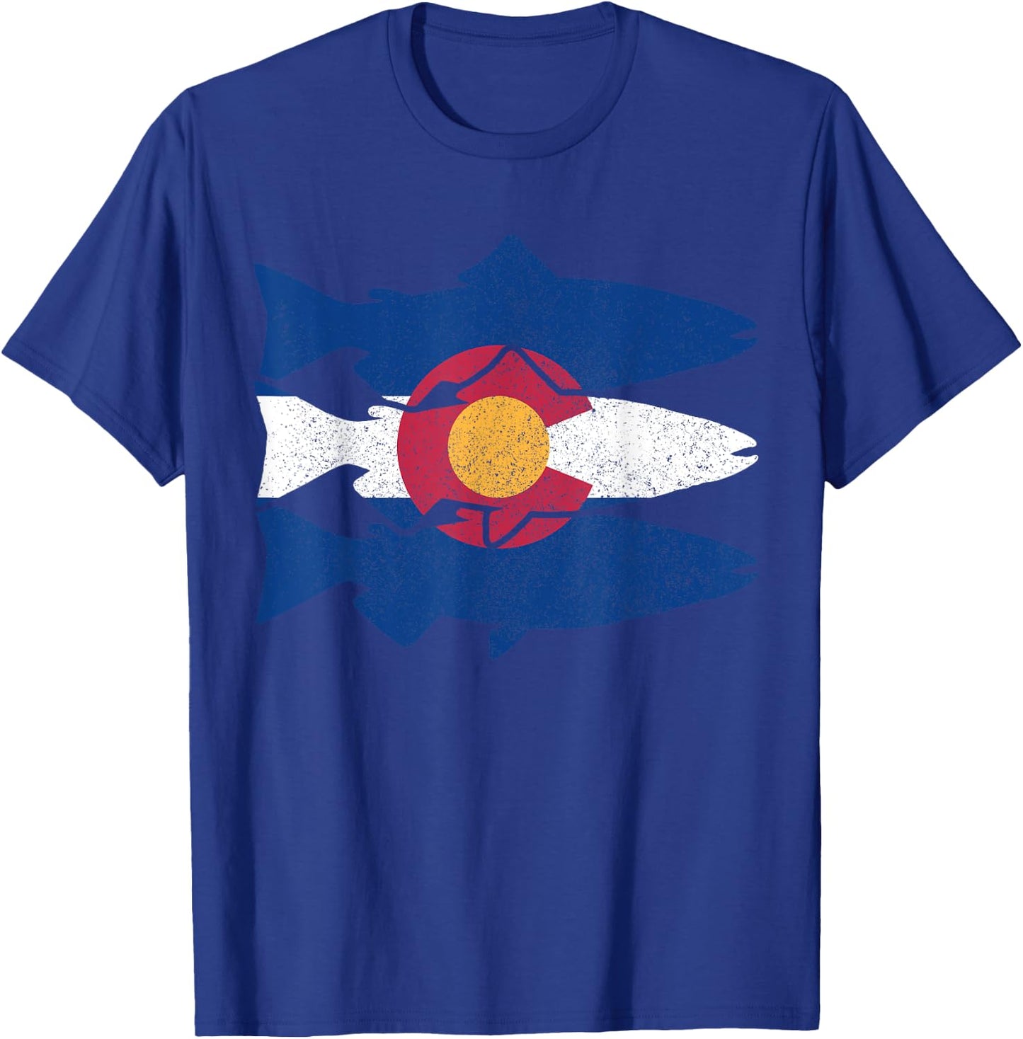 Colorado Fly Fishing Trout Salmon CO Flag Fisherman Gift T-Shirt - T-Shirt | Royal